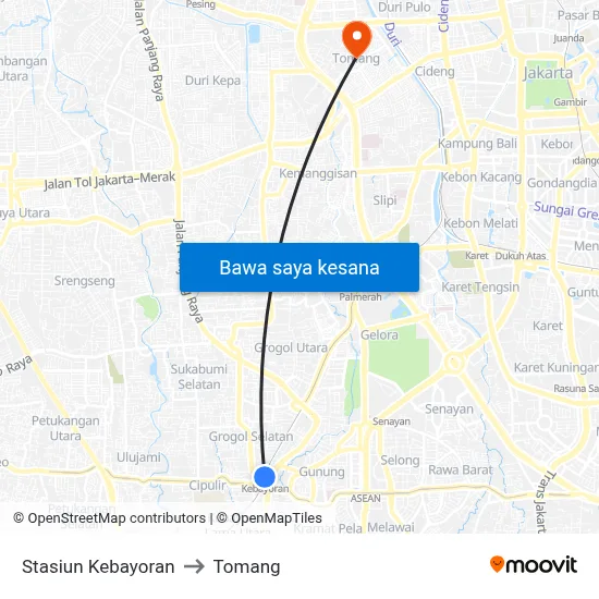 Stasiun Kebayoran to Tomang map