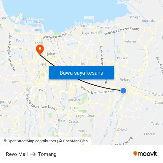Revo Mall to Tomang map