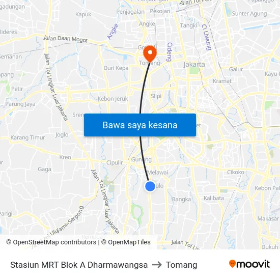 Stasiun MRT Blok A Dharmawangsa to Tomang map