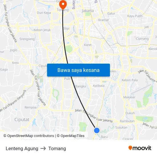 Lenteng Agung to Tomang map