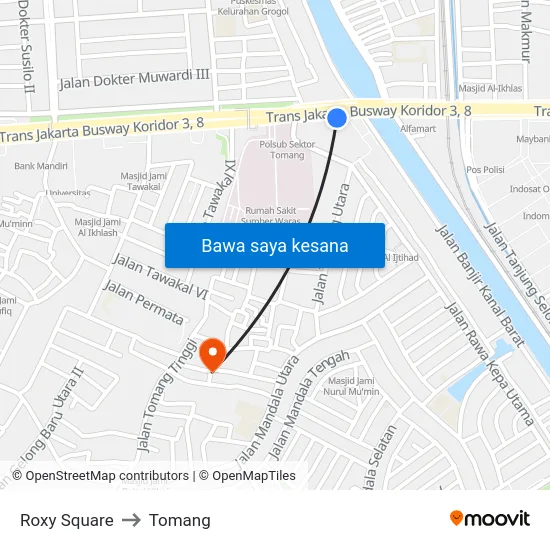 Roxy Square to Tomang map