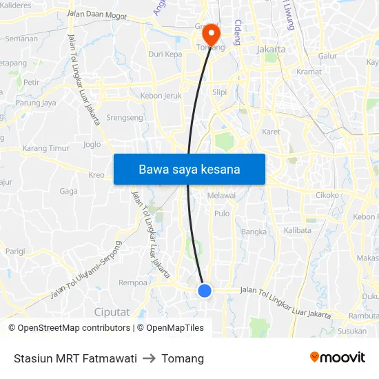 Stasiun MRT Fatmawati to Tomang map