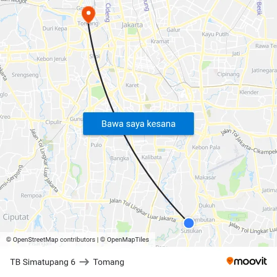 TB Simatupang 6 to Tomang map