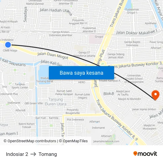Indosiar 2 to Tomang map