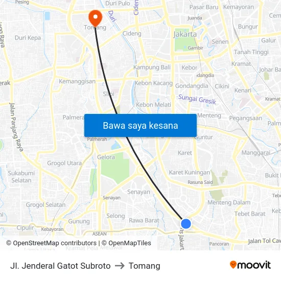 Jl. Jenderal Gatot Subroto to Tomang map