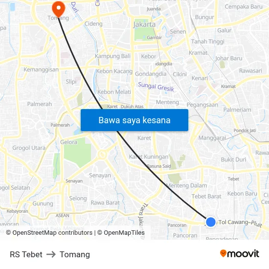 RS Tebet to Tomang map