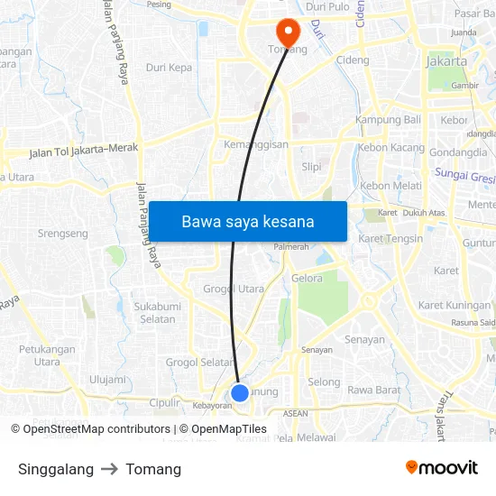 Singgalang to Tomang map