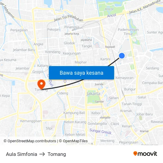 Aula Simfonia to Tomang map