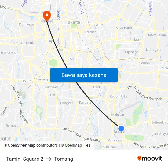 Tamini Square 2 to Tomang map