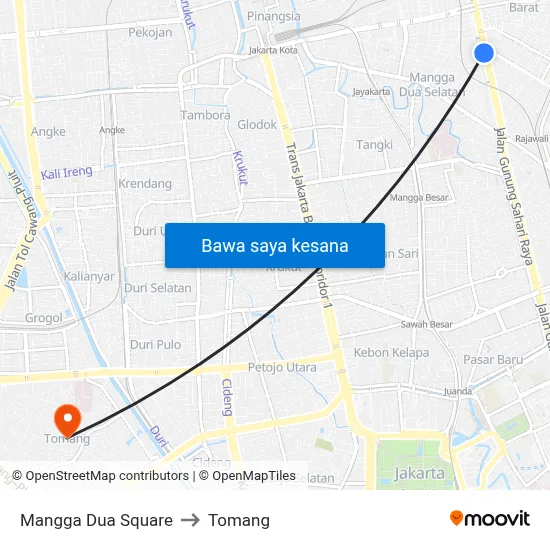 Mangga Dua Square to Tomang map