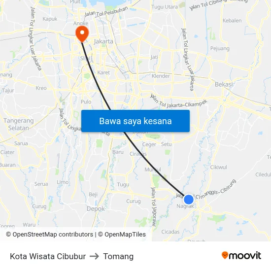 Kota Wisata Cibubur to Tomang map