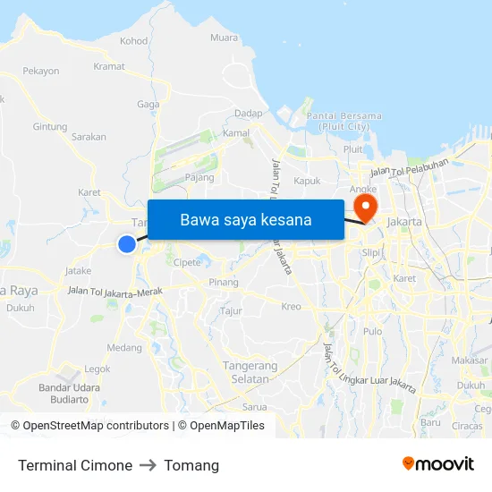 Terminal Cimone to Tomang map