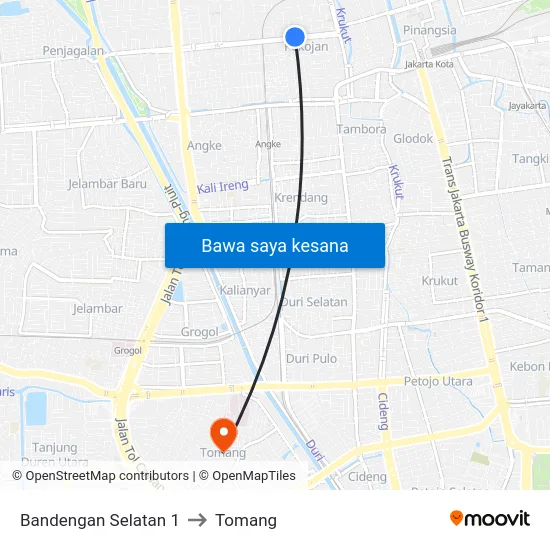 Bandengan Selatan 1 to Tomang map