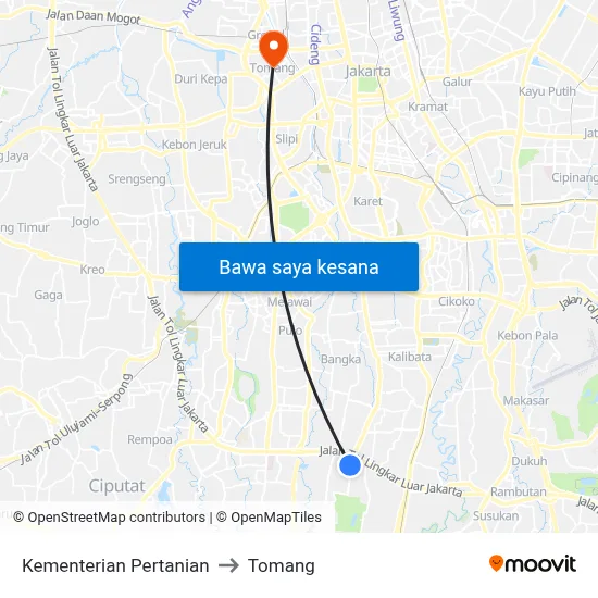 Kementerian Pertanian to Tomang map