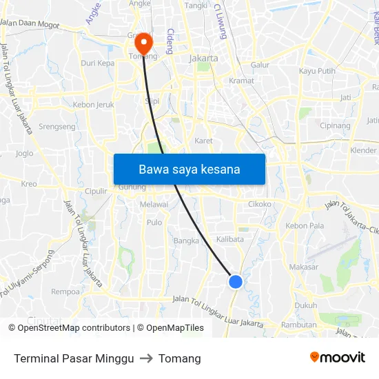 Terminal Pasar Minggu to Tomang map