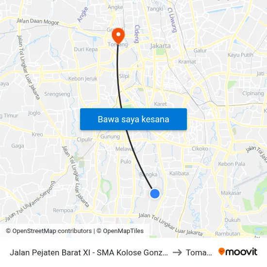 Jalan Pejaten Barat XI - SMA Kolose Gonzaga to Tomang map