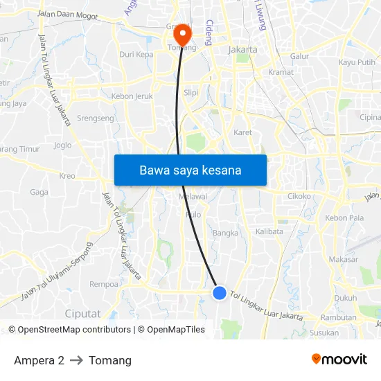 Ampera 2 to Tomang map