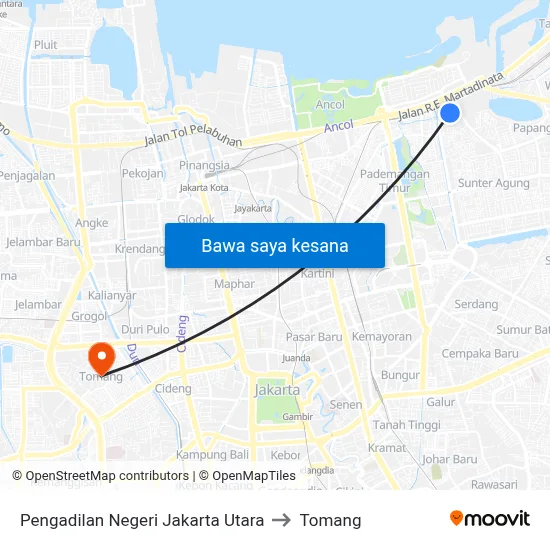 Pengadilan Negeri Jakarta Utara to Tomang map