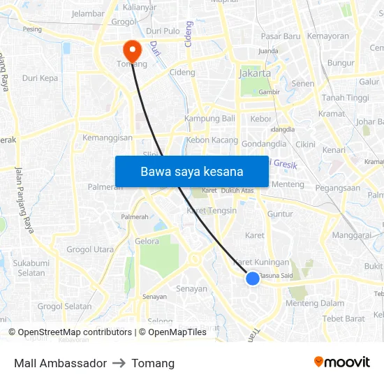 Mall Ambassador to Tomang map