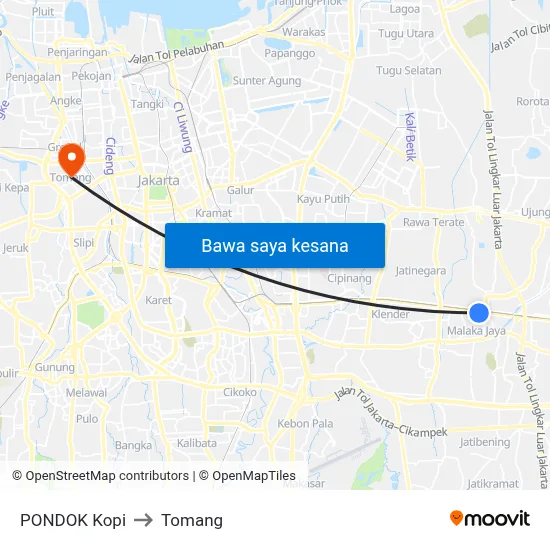 PONDOK Kopi to Tomang map