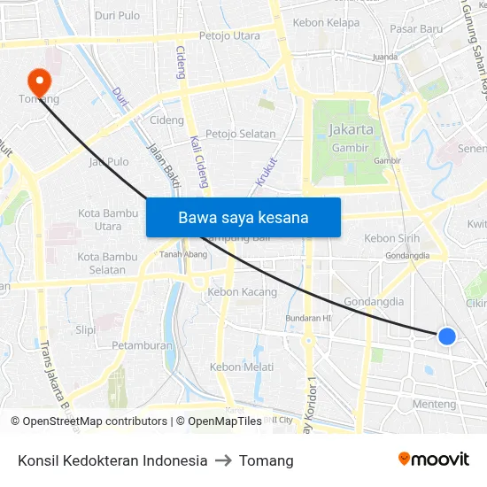 Konsil Kedokteran Indonesia to Tomang map
