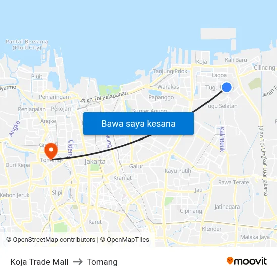 Koja Trade Mall to Tomang map