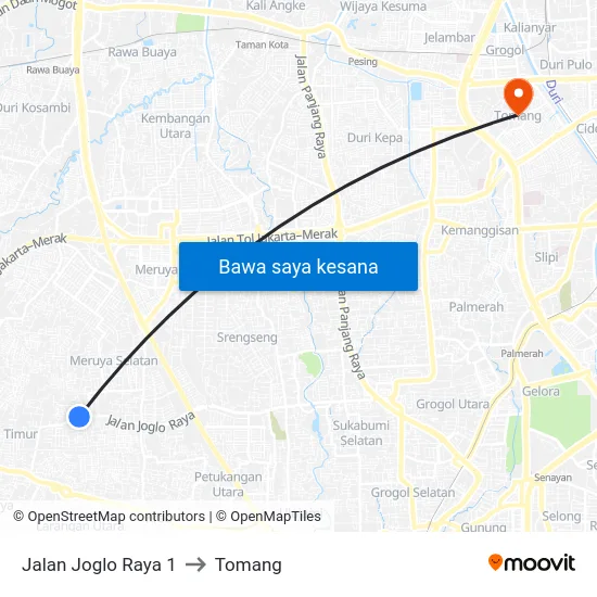 Jalan Joglo Raya 1 to Tomang map