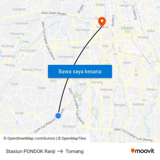 Stasiun PONDOK Ranji to Tomang map