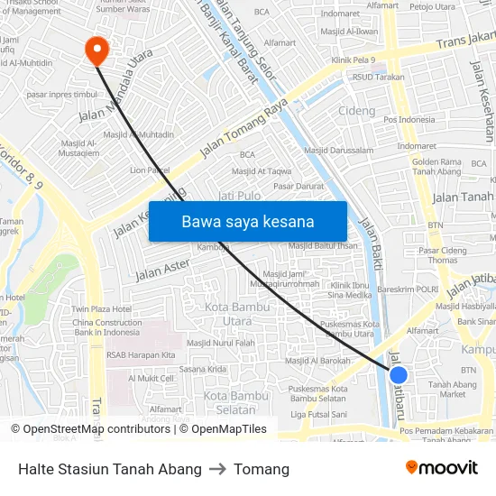 Halte Stasiun Tanah Abang to Tomang map