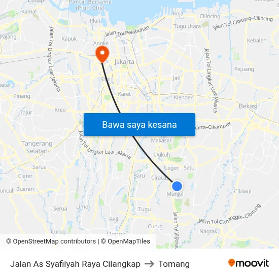 Jalan As Syafiiyah Raya Cilangkap to Tomang map