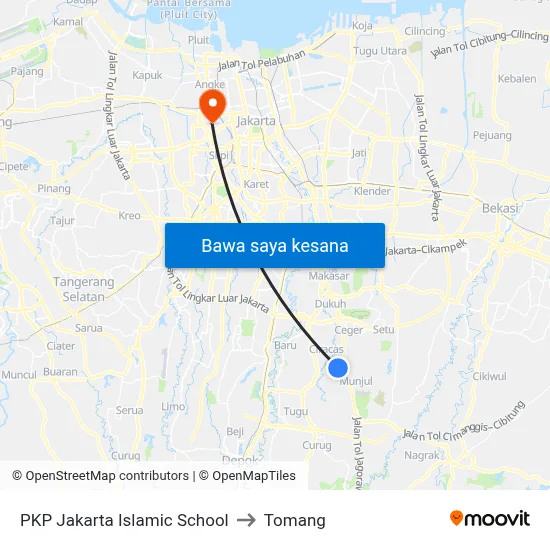PKP Jakarta Islamic School to Tomang map