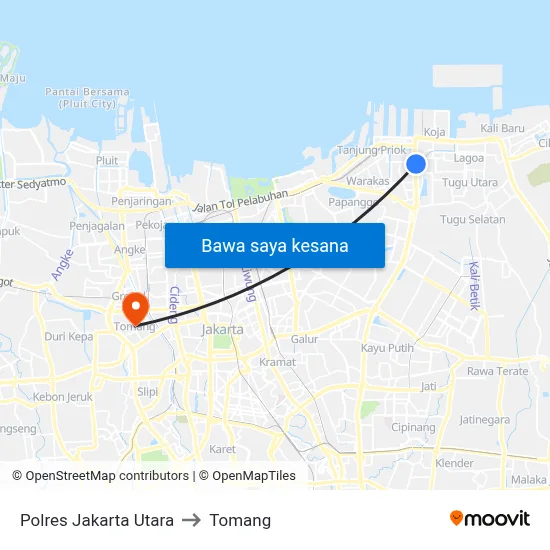 Polres Jakarta Utara to Tomang map