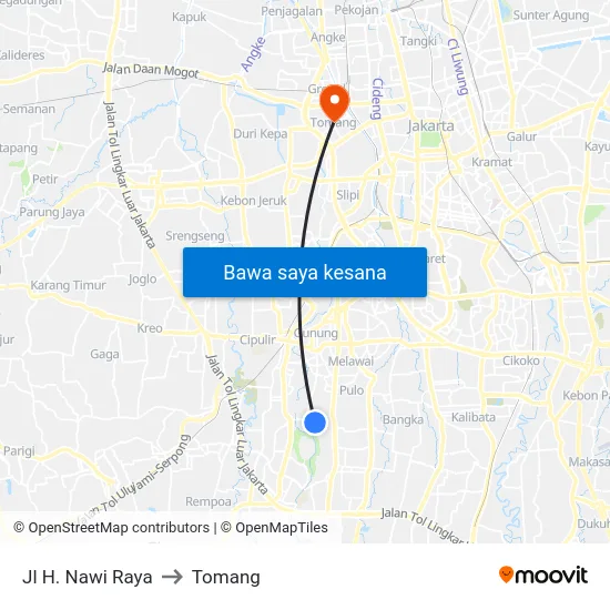 Jl H. Nawi Raya to Tomang map