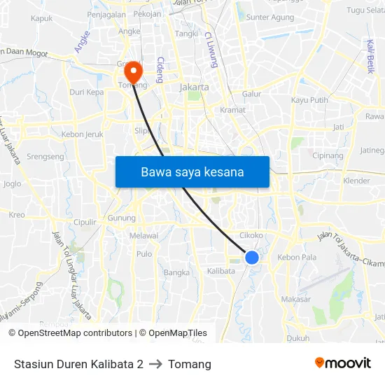 Stasiun Duren Kalibata 2 to Tomang map