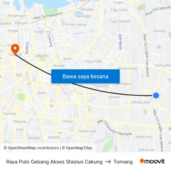 Raya Pulo Gebang Akses Stasiun Cakung to Tomang map
