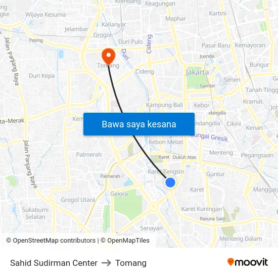 Sahid Sudirman Center to Tomang map