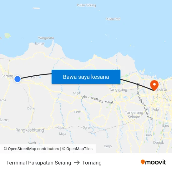 Terminal Pakupatan Serang to Tomang map
