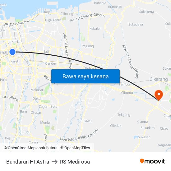 Bundaran HI Astra to RS Medirosa map