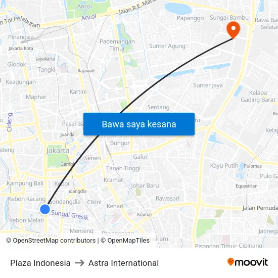 Plaza Indonesia to Astra International map