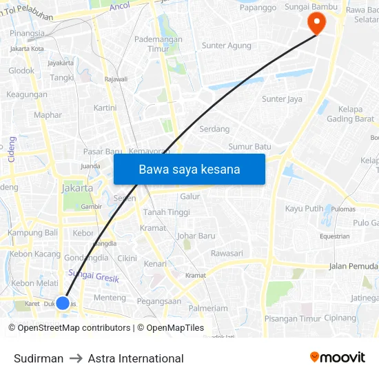 Sudirman to Astra International map