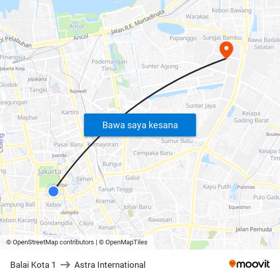 Balai Kota 1 to Astra International map