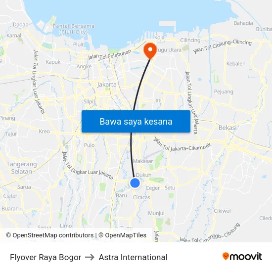 Flyover Raya Bogor to Astra International map