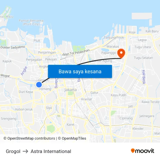Grogol to Astra International map
