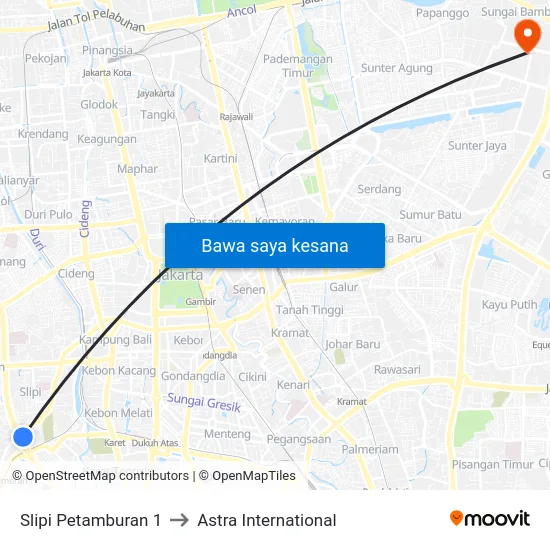 Slipi Petamburan 1 to Astra International map