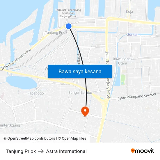 Tanjung Priok to Astra International map