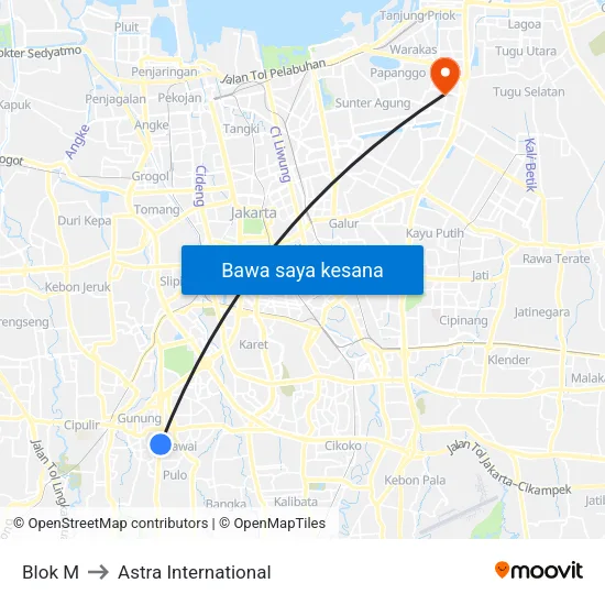 Blok M to Astra International map