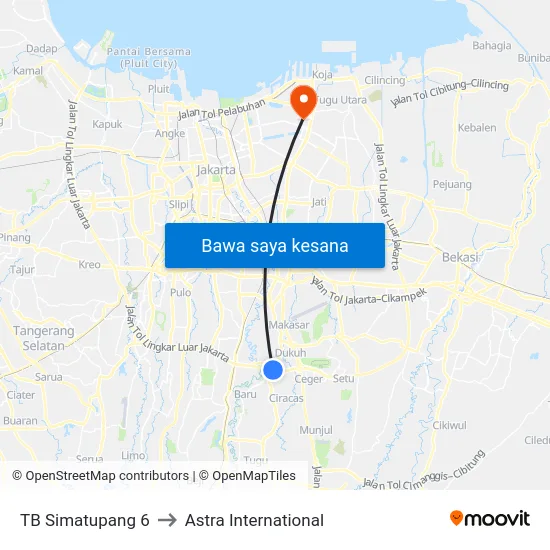 TB Simatupang 6 to Astra International map