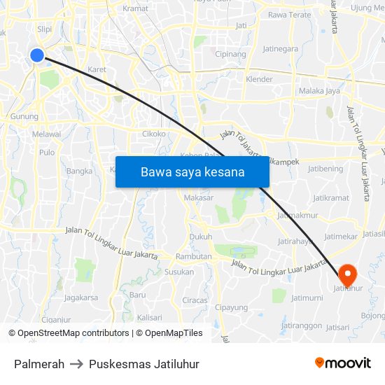 Palmerah to Puskesmas Jatiluhur map