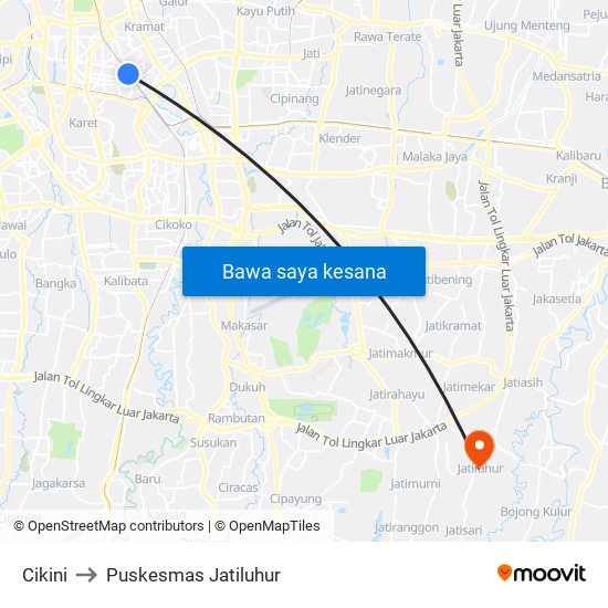 Cikini to Puskesmas Jatiluhur map