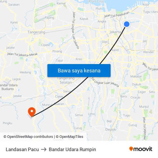 Landasan Pacu to Bandar Udara Rumpin map